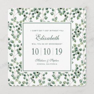 Watercolor Eucalyptus Leaf Pattern - Bridesmaid Invitation