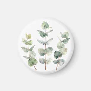 Watercolor Eucalyptus Leaves Botanical Magnet