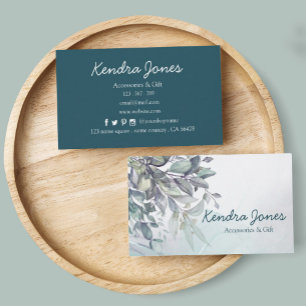 Watercolor Eucalyptus leaves Business Card