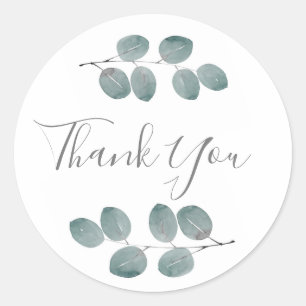 Watercolor Eucalyptus Leaves Classic Round Sticker