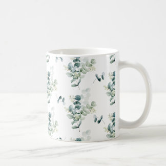 Watercolor eucalyptus leaves  coffee mug