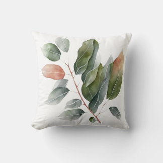 Watercolor Eucalyptus Leaves  Cushion
