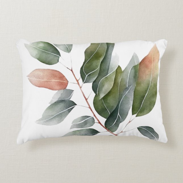 Watercolor Eucalyptus Leaves  Decorative Cushion (Front)