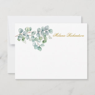 Watercolor Eucalyptus Leaves Gold - Choose Size - Card