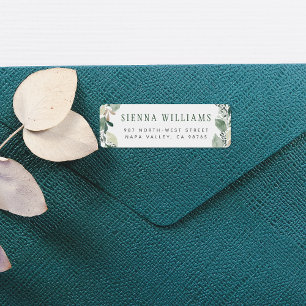 Watercolor Eucalyptus Leaves Green Return Address Label