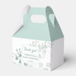 Watercolor Eucalyptus Leaves Greenery Baby Shower  Favour Box