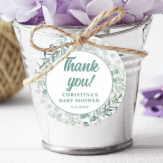 Watercolor Eucalyptus Leaves Greenery Baby Shower  Favour Tags