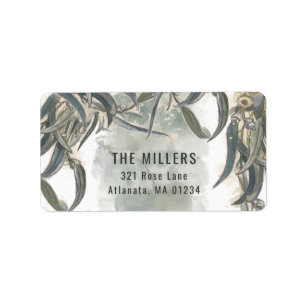 Watercolor Eucalyptus Leaves Greenery Label