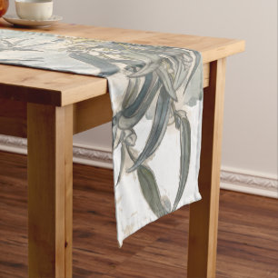 Watercolor Eucalyptus Leaves Greenery Long Table Runner