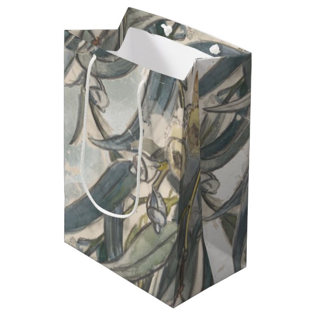 Watercolor Eucalyptus Leaves Greenery  Medium Gift Bag (Front Angled)