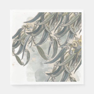 Watercolor Eucalyptus Leaves Greenery  Napkin