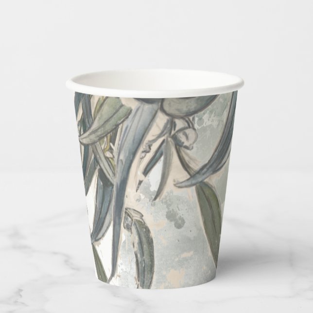 Watercolor Eucalyptus Leaves Greenery Paper Cups (Front)