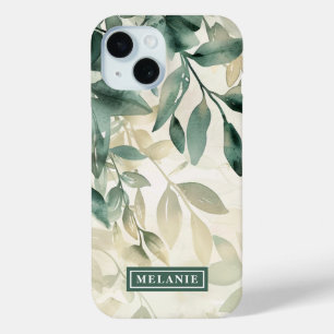 Watercolor Eucalyptus Leaves Personalised iPhone 15 Case