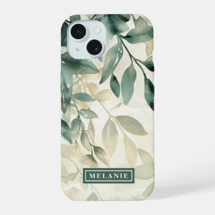 Watercolor Eucalyptus Leaves Personalised iPhone 15 Case