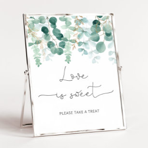 Watercolor eucalyptus Love is sweet Poster