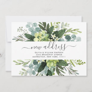 Watercolor Eucalyptus Moving Announcement Card
