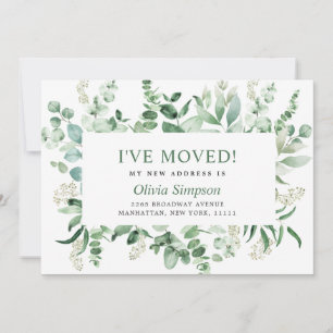 Watercolor Eucalyptus Moving Announcement Cards