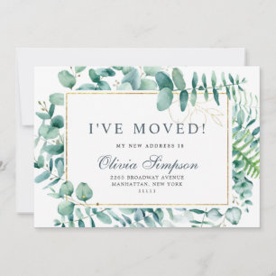 Watercolor Eucalyptus Moving Announcement Cards