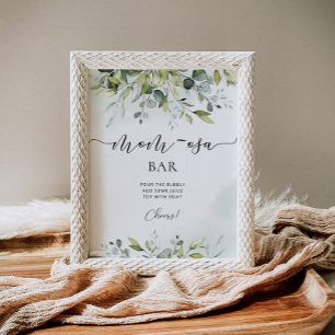 Watercolor eucalyptus Mum-osa bar sign
