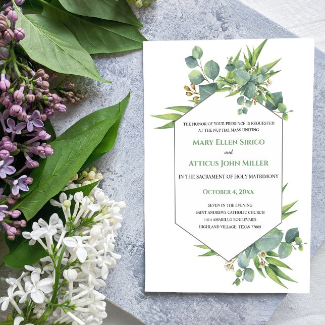 Watercolor Eucalyptus Nuptial Mass Invitation (Creator Uploaded)
