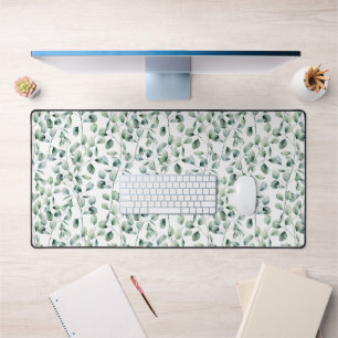 Watercolor Eucalyptus Pattern Desk Mat