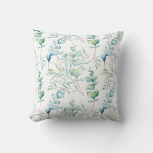 Watercolor Eucalyptus Pattern Throw Pillow