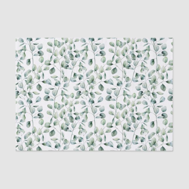 Watercolor Eucalyptus Pattern Tissue Paper (Front)