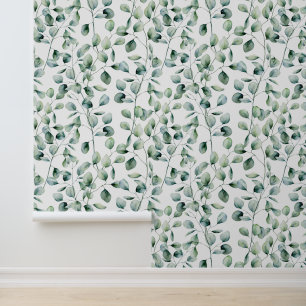 Watercolor Eucalyptus Pattern Wallpaper