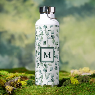Watercolor Eucalyptus Pattern Water Bottle