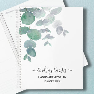 Watercolor Eucalyptus Personalised Jeweller 2025 Planner