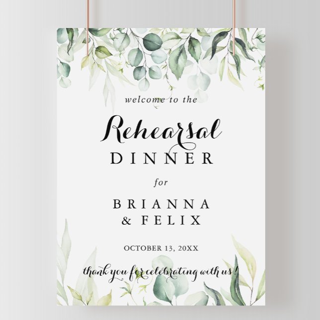 Watercolor Eucalyptus Rehearsal Dinner Welcome  Poster (Creator Uploaded)