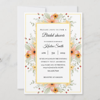 Watercolor Eucalyptus Rose BRIDAL SHOWER Invitation