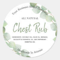 Watercolor Eucalyptus Rub Ointment Product Label