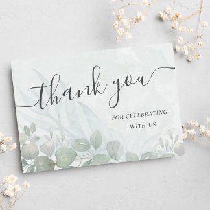 Watercolor Eucalyptus Sage Green Wedding Thank You Card