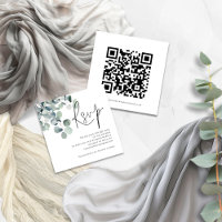 Watercolor Eucalyptus Script QR Code Wedding RSVP