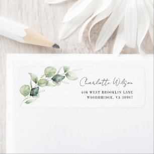 Watercolor Eucalyptus Script Return Address Label
