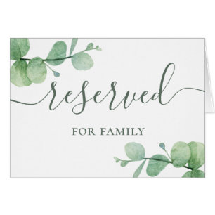 Watercolor eucalyptus script wedding reserved sign