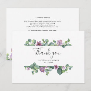 Watercolor Eucalyptus Script Wedding Thank You Card