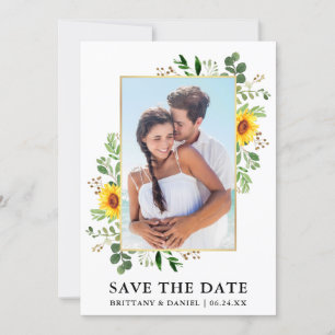 Watercolor Eucalyptus Sunflower Save The Date Card