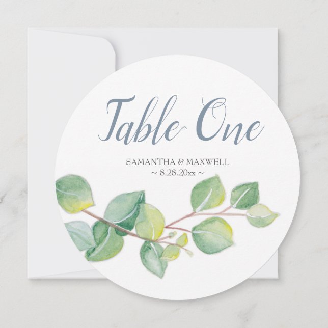 Watercolor Eucalyptus Table Number (Back)