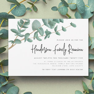 Watercolor Eucalyptus Tree Family Reunion Invitation