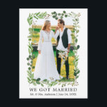 Watercolor Eucalyptus We Got Married Wedding Postcard<br><div class="desc">Modern Watercolor Eucalyptus Greenery Frame Wedding Photo Wedding Announcement Postcard</div>