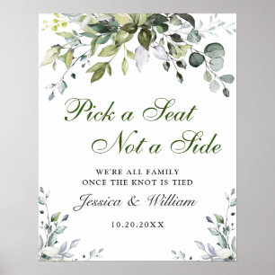 Watercolor Eucalyptus Wedding Ceremony Seating Poster