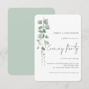 Watercolor Eucalyptus Wedding Evening Party Invitation