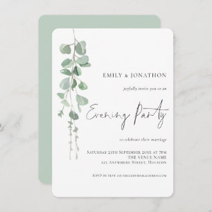 Watercolor Eucalyptus Wedding Evening Party Invitation