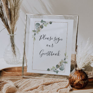watercolor eucalyptus wedding guestbook sign