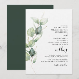 Watercolor Eucalyptus Wedding Invitation
