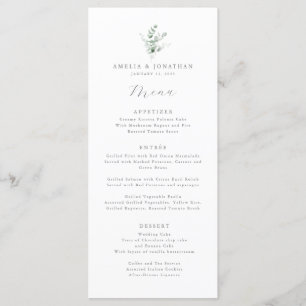 Watercolor Eucalyptus Wedding Menu