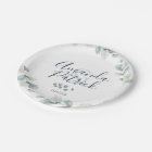 Watercolor Eucalyptus Wedding Paper Plate
