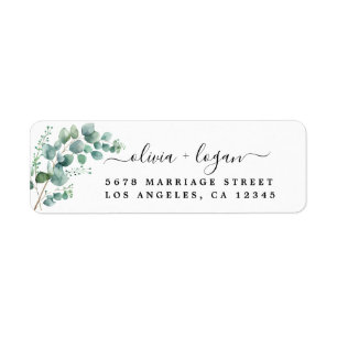 Watercolor Eucalyptus Wedding Return Address Label